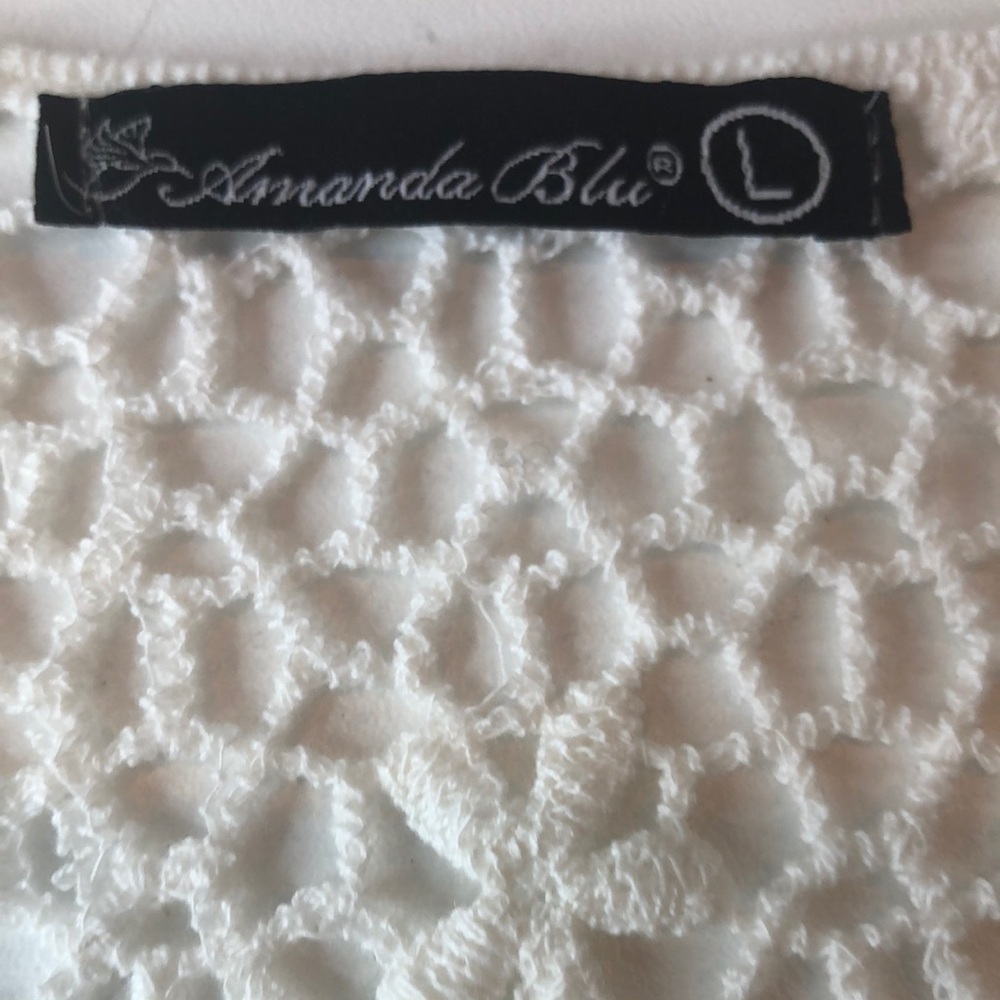 AMANDA BLU White Lace 3/5 Sleeve Top w Cami women’s large - Picture 4 of 17